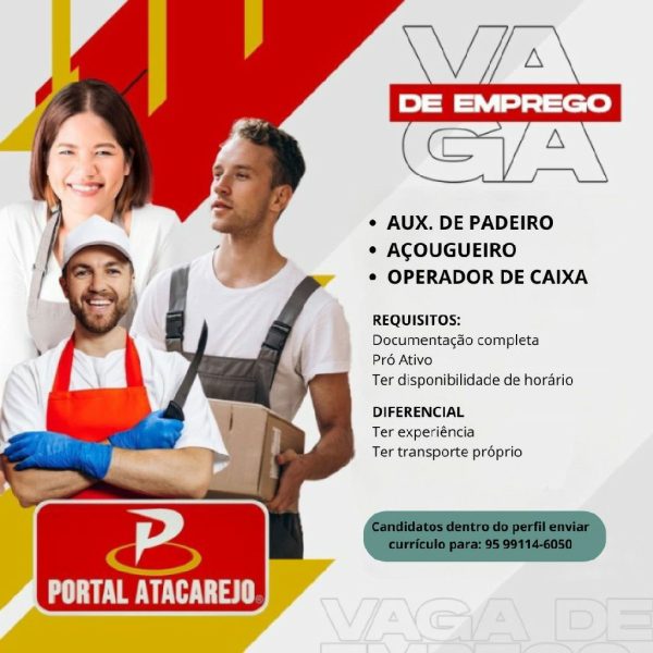 Açougueiro / Auxiliar de padeiro / Operador de caixa