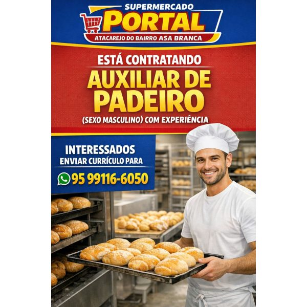 Vaga de auxiliar de padeiro