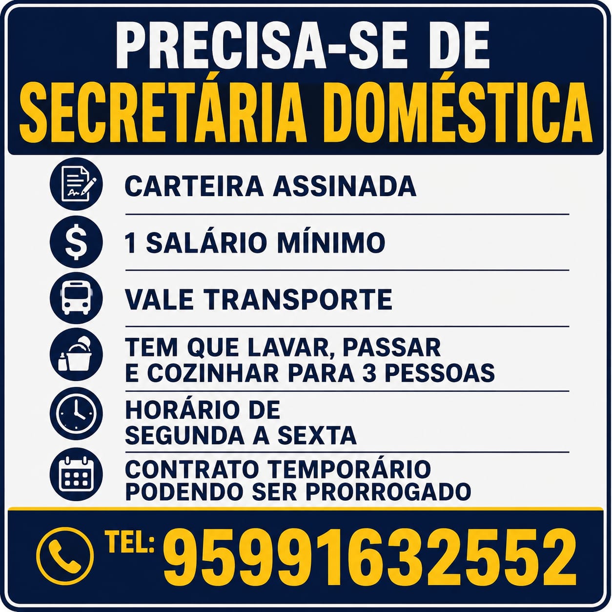 PRECISA-SE DE SECRETARIA DOMESTICA