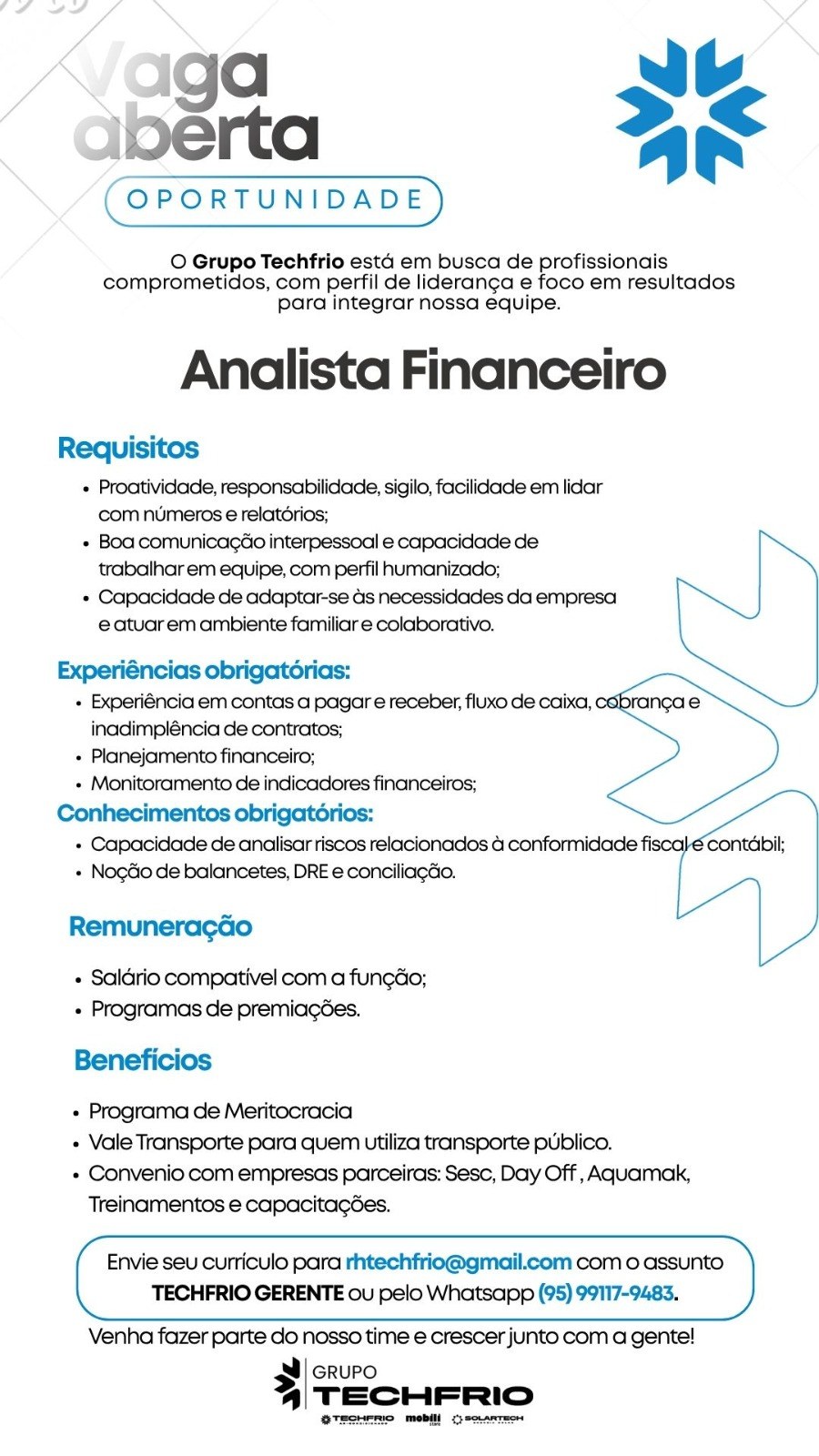 Vagas para setor administrativo e logística