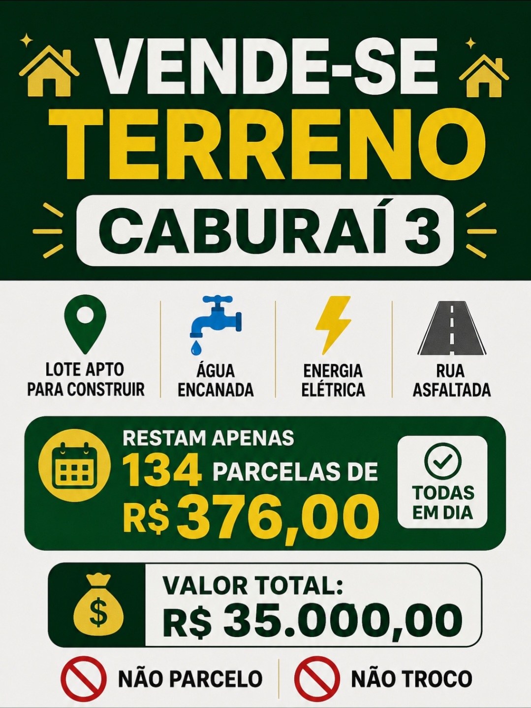 Vende-se terreno no loteamento Caburaí 3