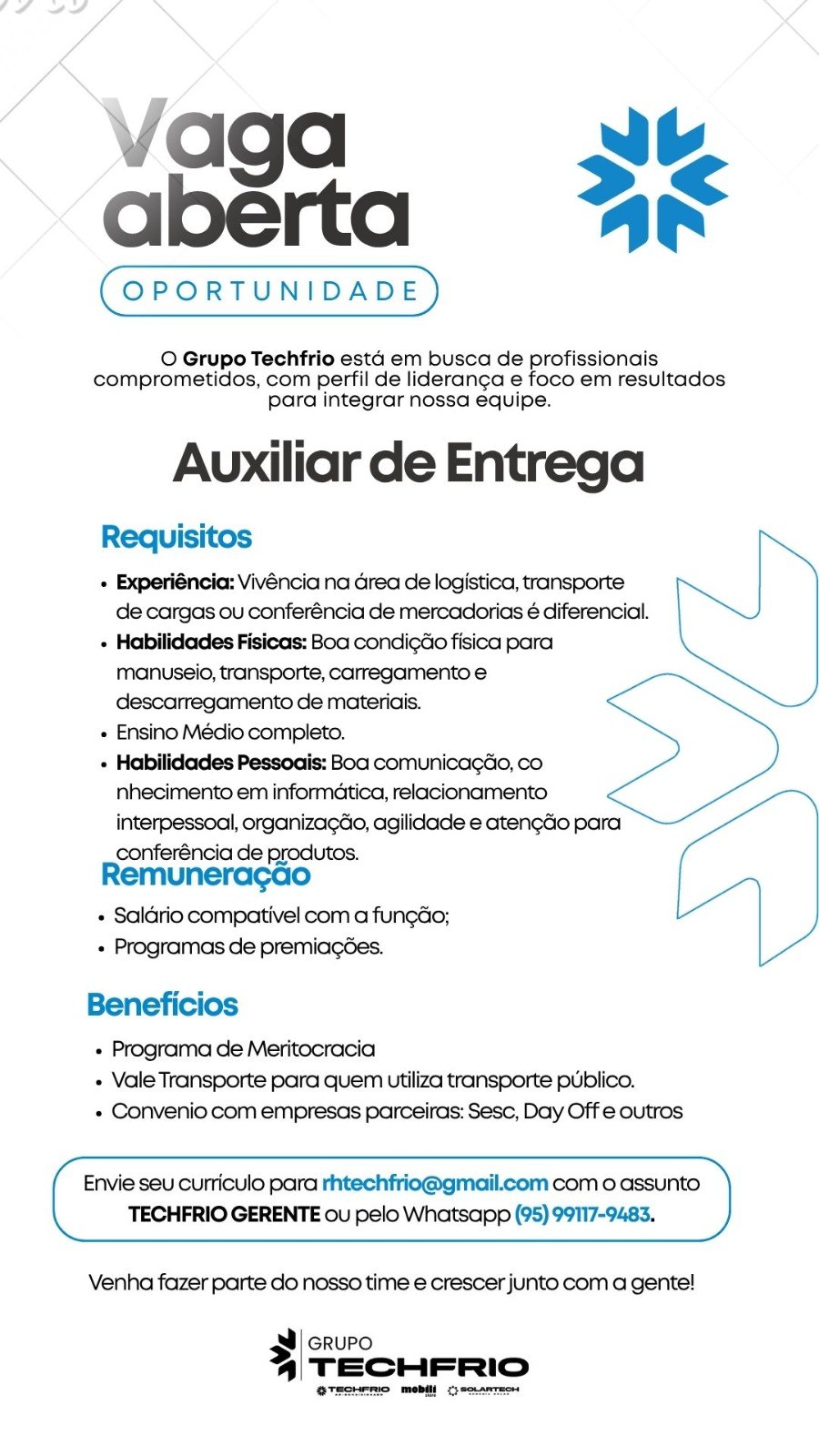 Vagas para setor administrativo e logística